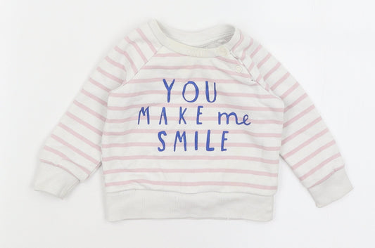 Primark Baby White Striped Pullover Jumper Size 3-6 Months - You Make Me Smile