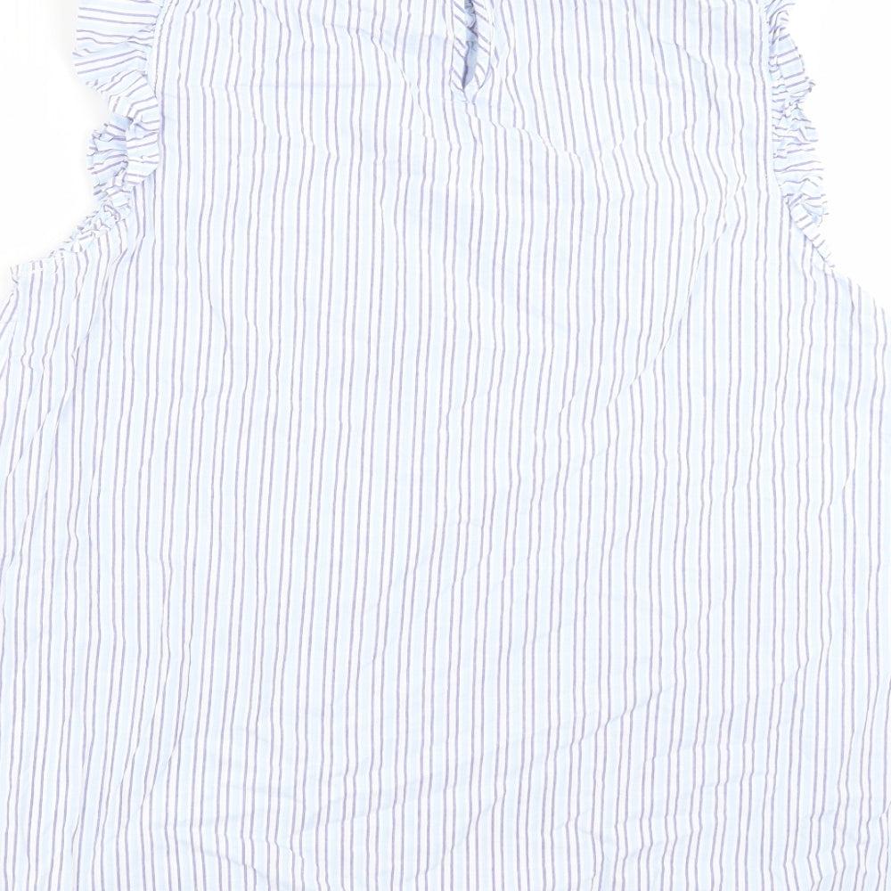 Primark Womens Blue Striped Basic Blouse Size 16
