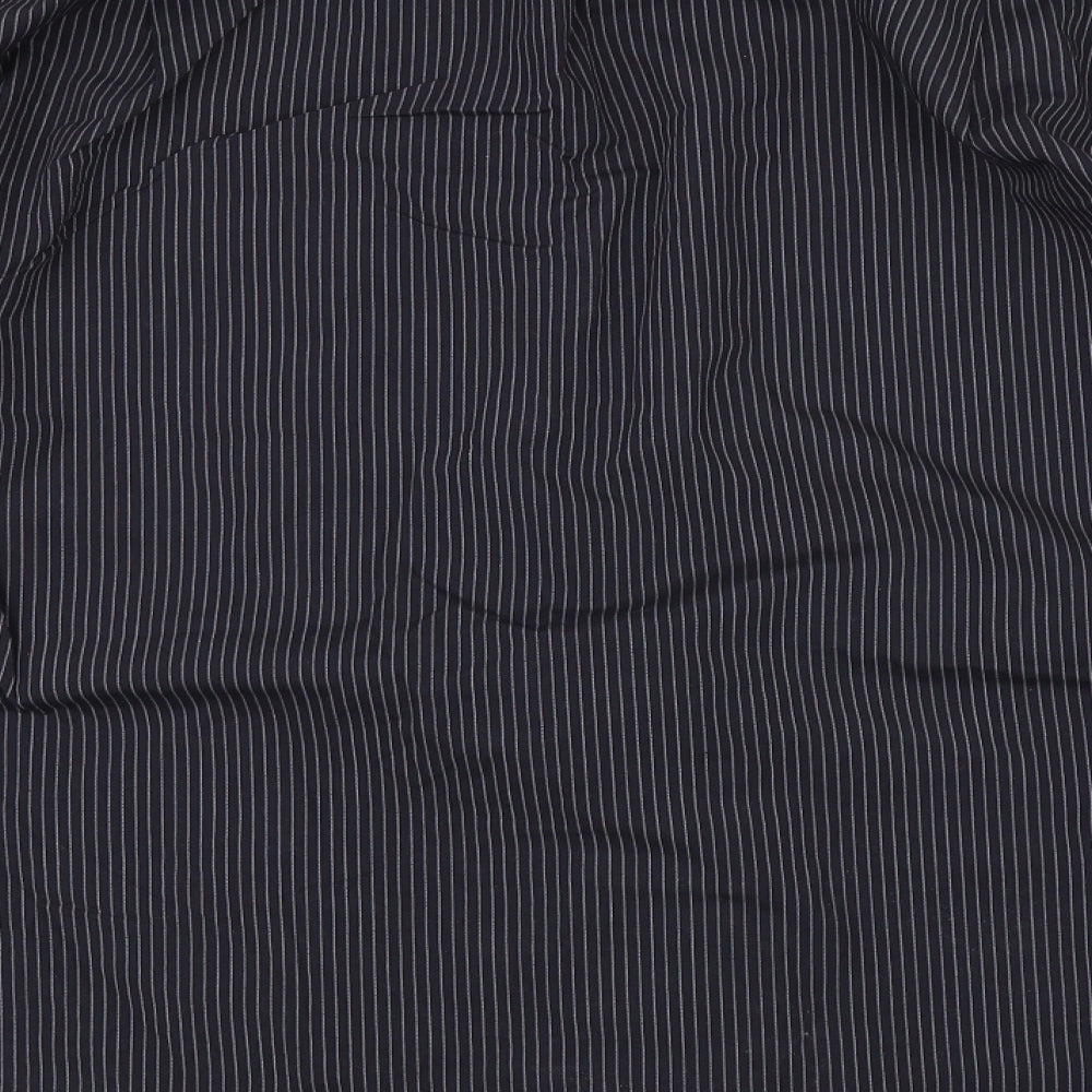 Mens UK Size 16 Cedar Wood State Black Button-Up Long Sleeve Casual Shirt