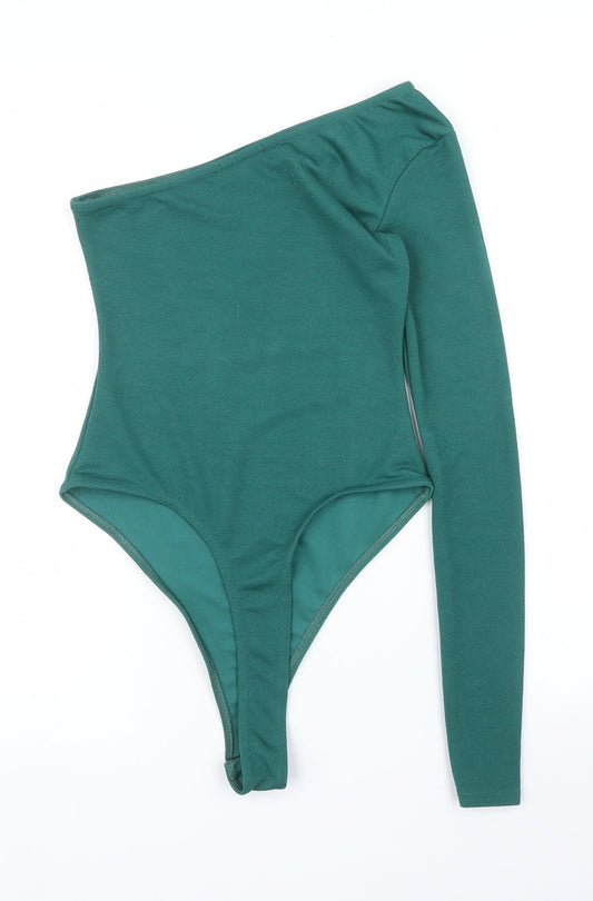 Additional front view of PRETTYLITTLETHING women’s green leotard one-piece, size UK 4
