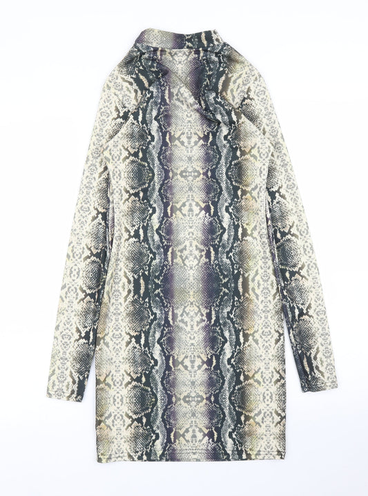 Quiz Womens Green Animal Print Sheath Size 6 - Snake print