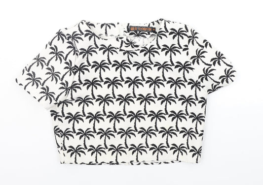Additional front view of QED London women’s silver geometric basic blouse, size M, - tress