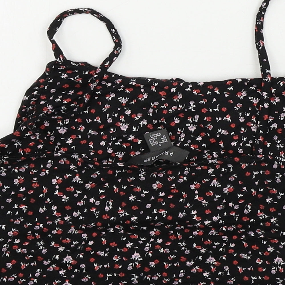 Primark Womens Black Floral Basic T-Shirt Size S
