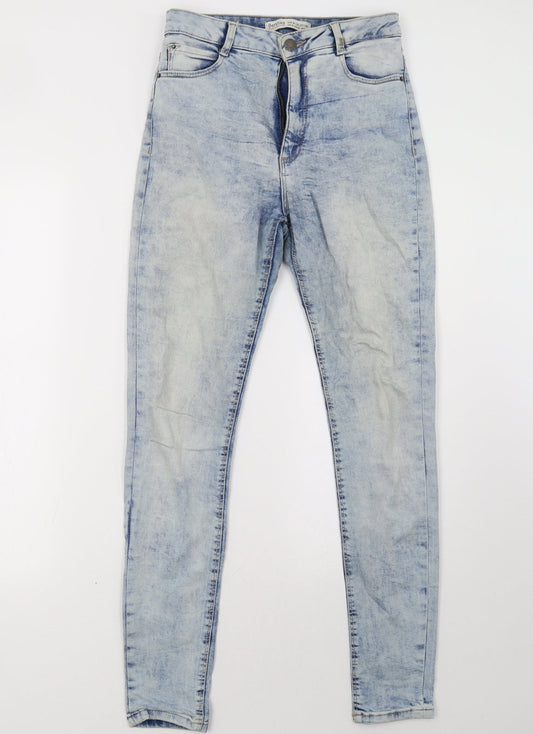 Womens UK Size 8 Bershka Regular Fit Skinny Blue Jeans