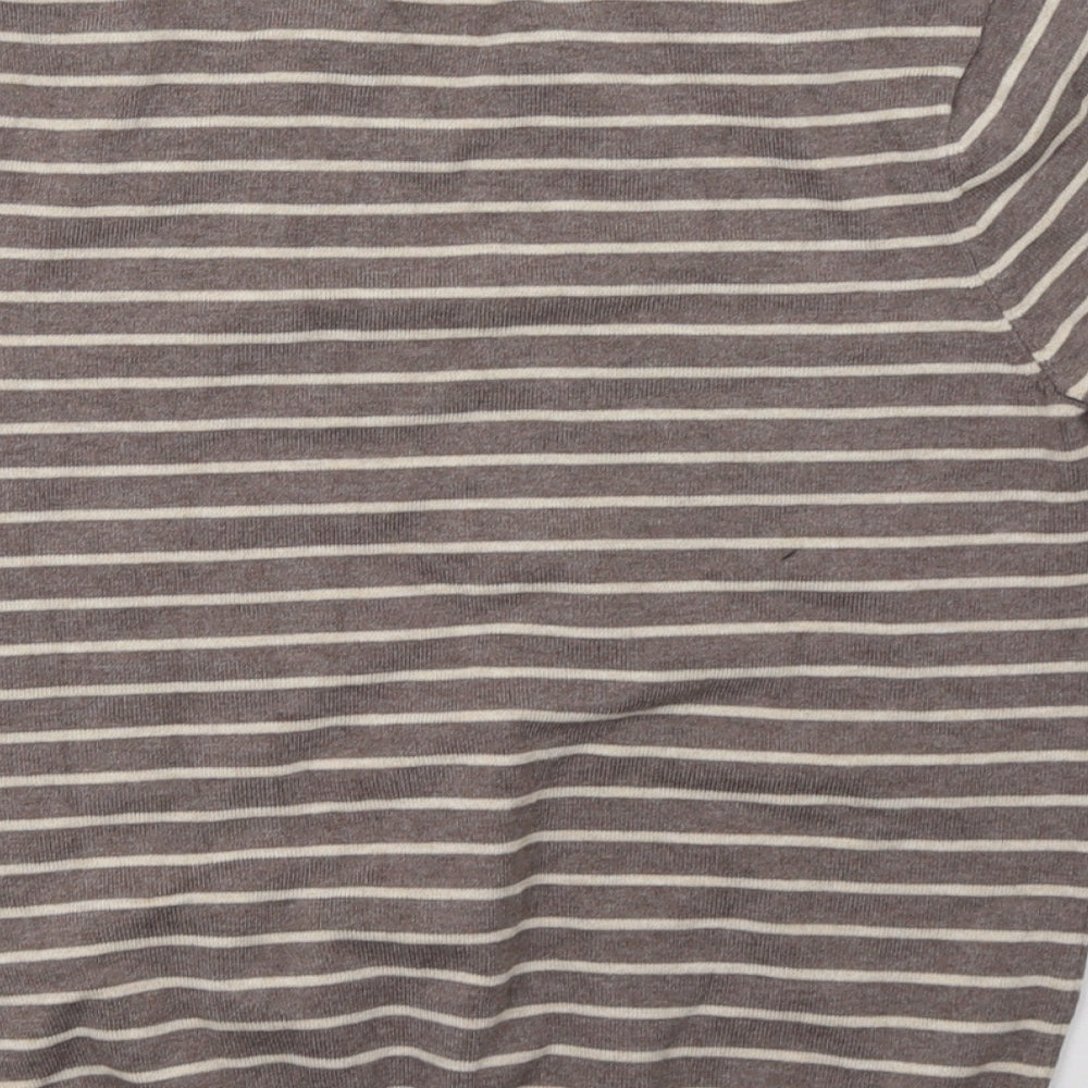 H&M Womens Brown Striped Pullover Sweatshirt Size S