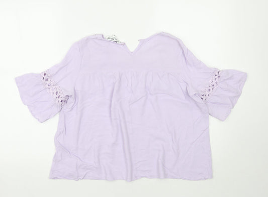 Womens UK Size S Jaune Rouge Purple Basic Blouse