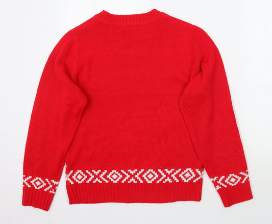Boohoo Womens Red Pullover Jumper Size M