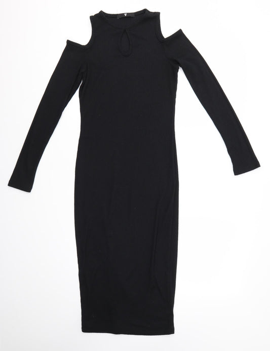 Additional front view of Very women’s black bodycon, size UK 10