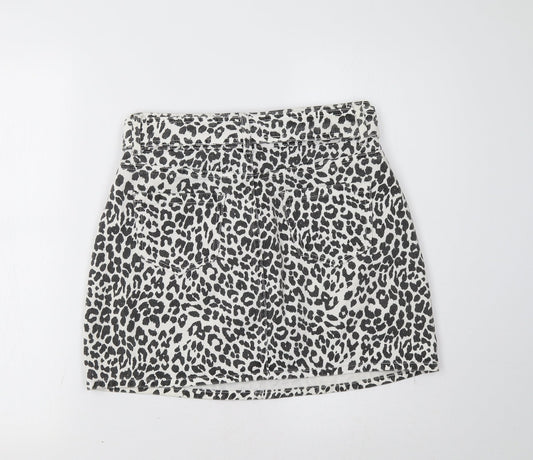 PRETTYLITTLETHING Womens Grey Animal Print Mini Skirt Size 10