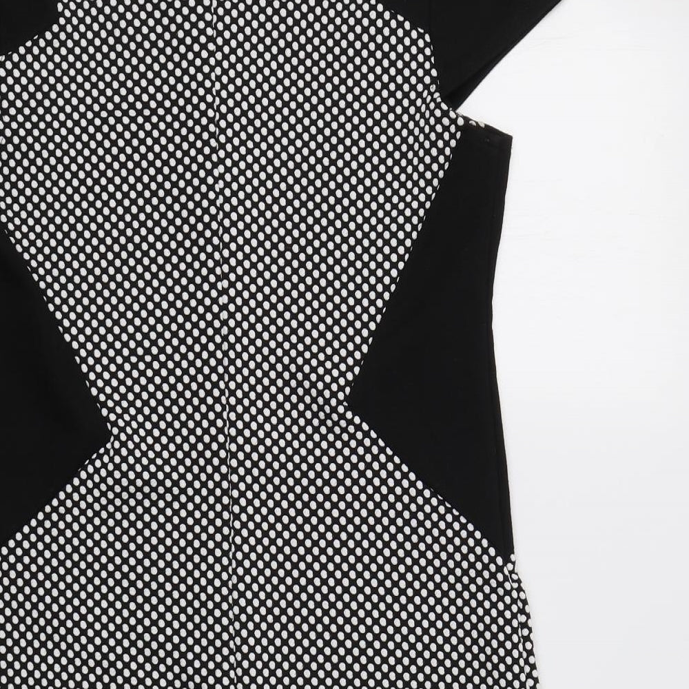 Dorothy Perkins Womens Black Polka Dot A-Line Size 10