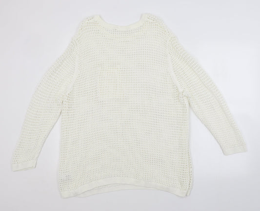 Womens UK Size XL NEXT White Pullover Jumper