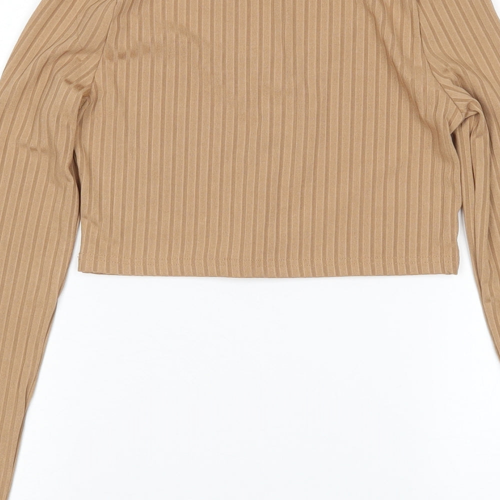 Shein Womens Brown Cropped T-Shirt Size XS