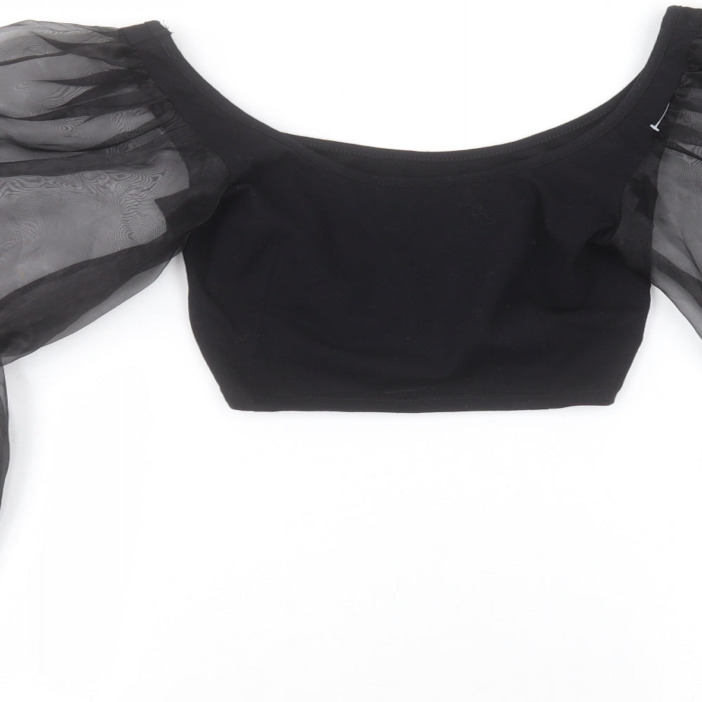 Womens UK Size M Preworn Black Basic T-Shirt