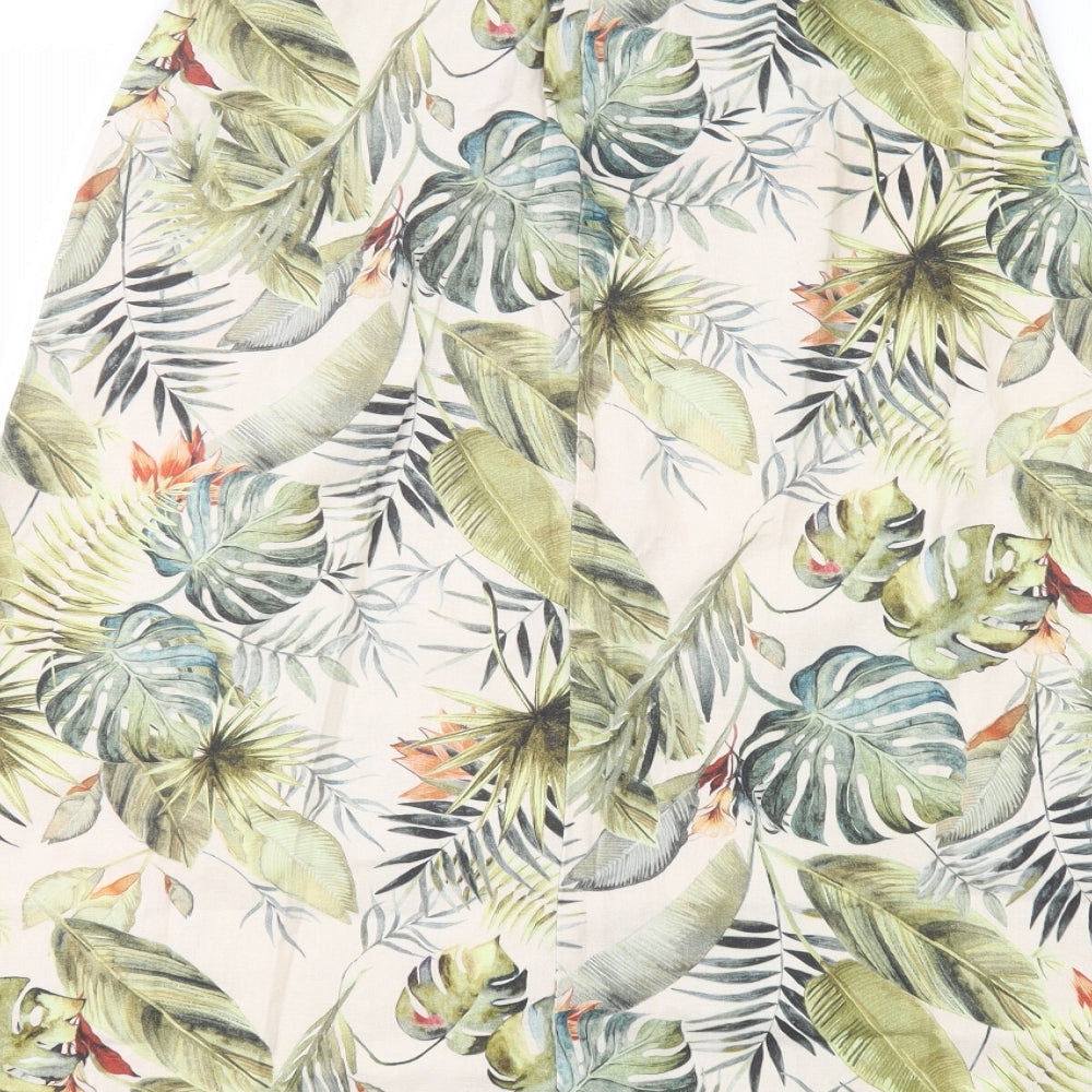 Astradivarius Womens Beige Floral A-Line Skirt Size S