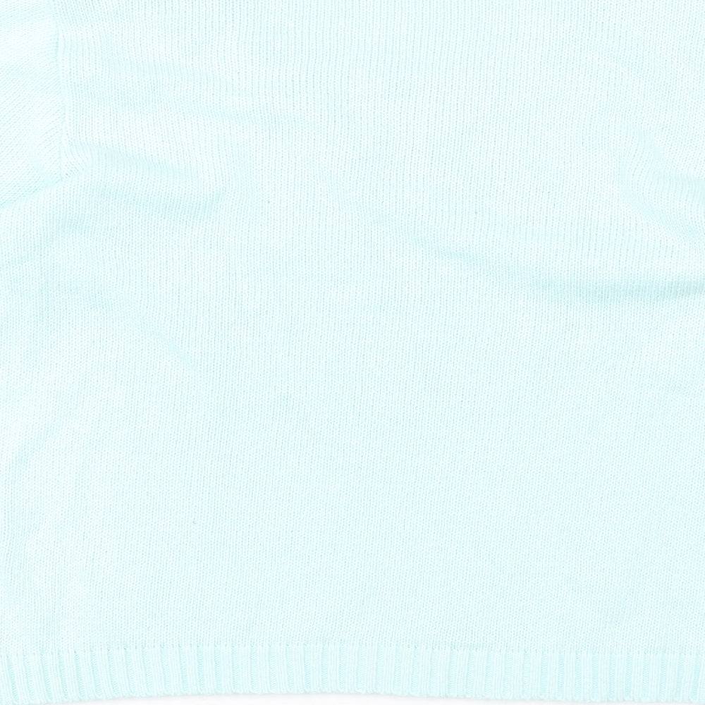 Brand and care label for Faber women’s blue jumper, size UK 14