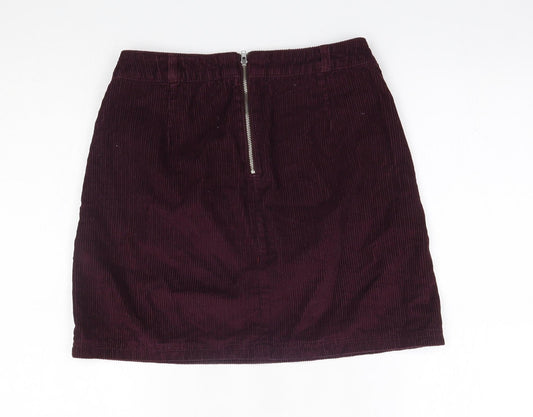 Back view of F&F women’s red corduroy straight & pencil skirt, size UK 6
