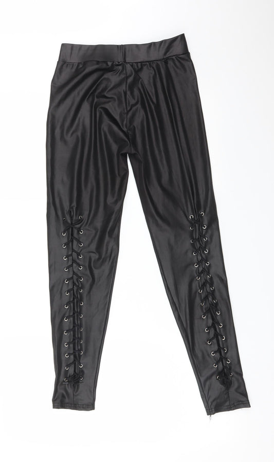 Womens UK Size L Preworn Black Leggings