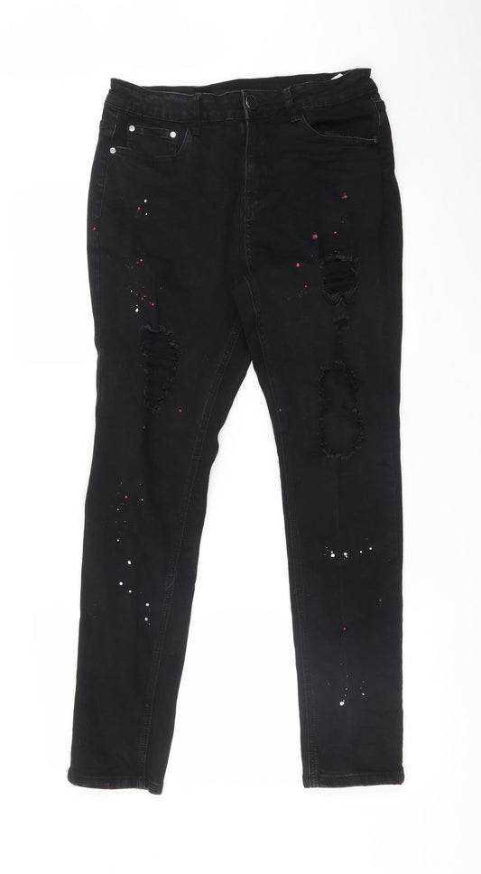 Additional front view of SHEIN women’s black skinny jeans, size UK 30, 28-inch leg