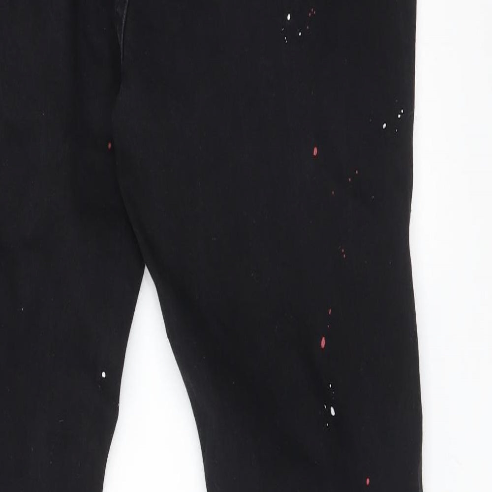 Brand and care label for SHEIN women’s black skinny jeans, size UK 30, 28-inch leg