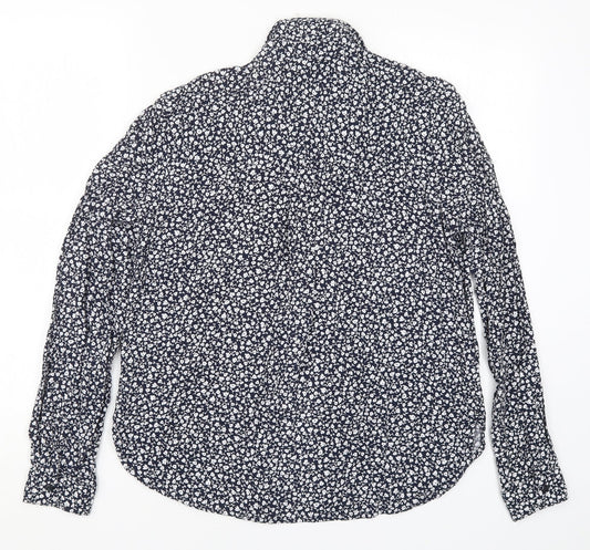 Monki Womens Blue Floral Basic Button-Up Size S