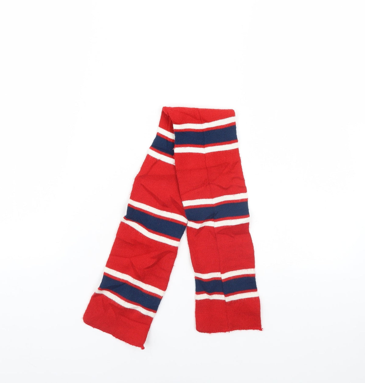 Front view of Preworn boys’ red striped scarf one size