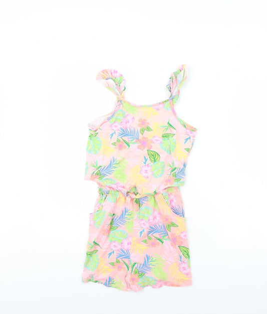 I Love Girls Wear Girls Pink Floral Playsuit One-Piece Size 12 Years