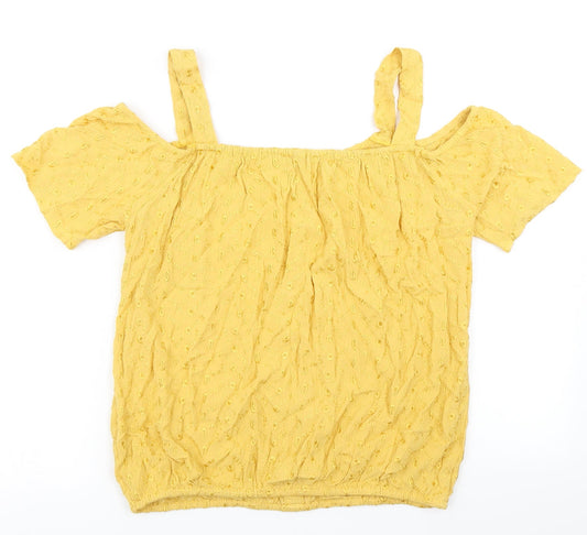 Womens UK Size 8 M&Co Yellow Basic Blouse