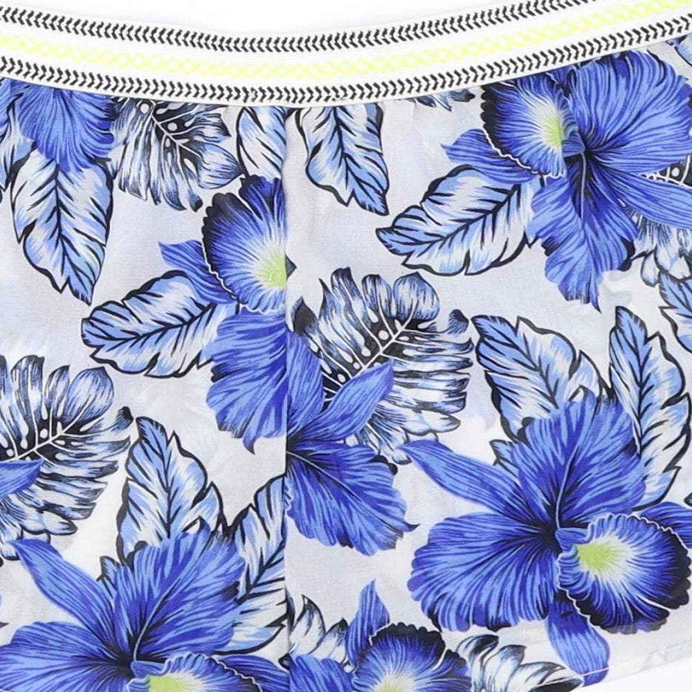 New Look Womens Blue Floral Hot Pants Shorts Size 8