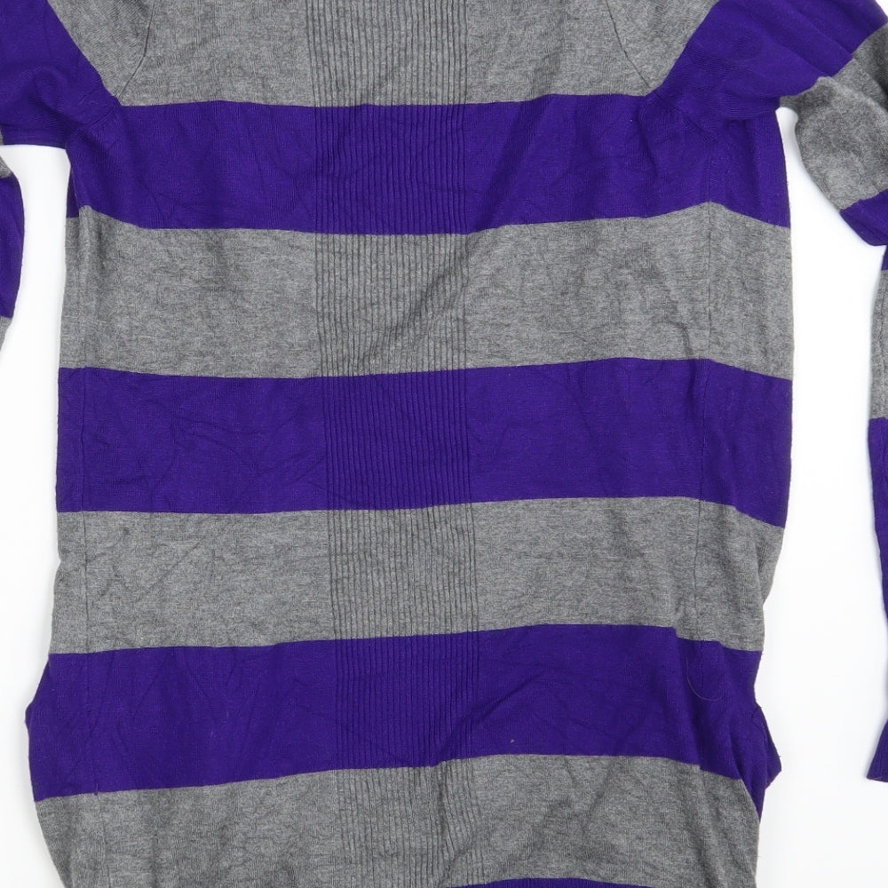 Brand and care label for George women’s multicoloured striped knit cardigan jumper, size UK 8