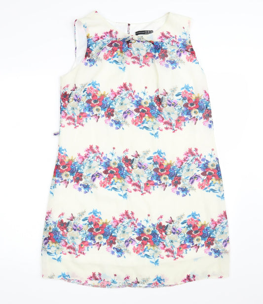 Additional front view of Atmosphere women’s ivory floral a-line, size UK 12