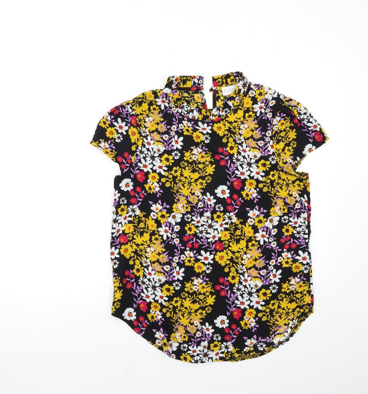 Apricot Womens Black Floral Basic Blouse Size 10