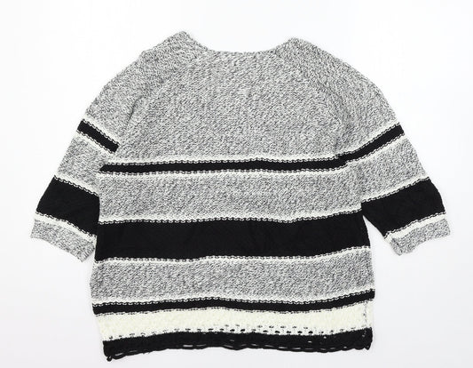 F&F Womens Black Geometric Knit Pullover Jumper Size 10