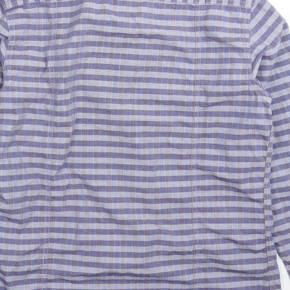 Arrow Mens Blue Striped Button-Up Size M