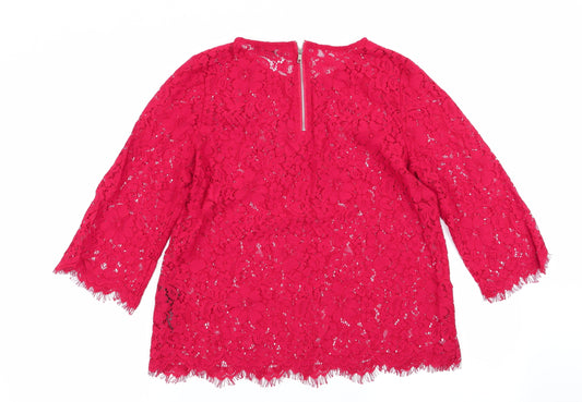 Womens UK Size 12 New Look Red Basic Blouse