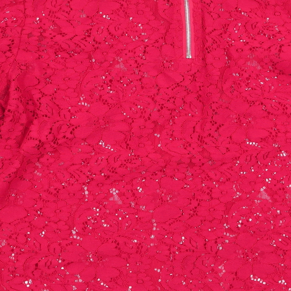 Womens UK Size 12 New Look Red Basic Blouse
