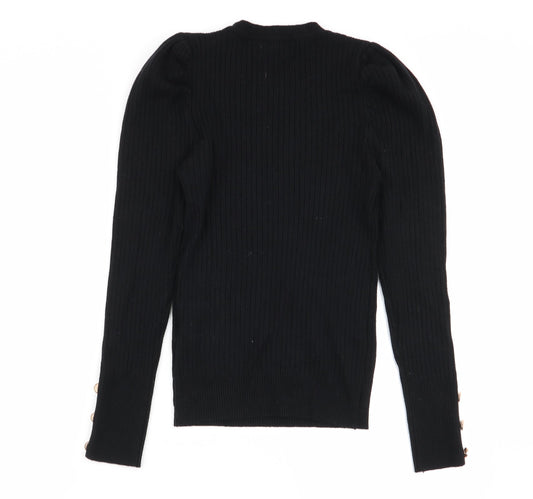 Womens UK Size S in vogue Black Basic T-Shirt