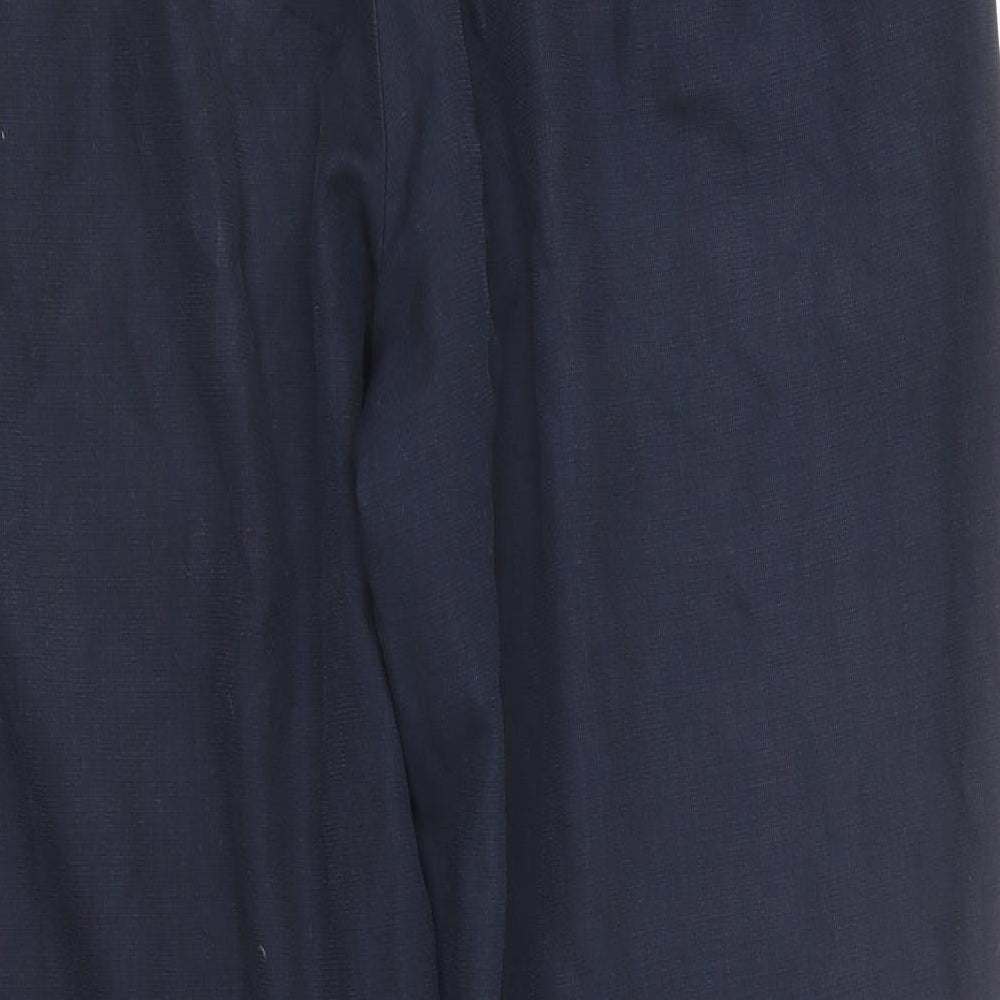 Brand and care label for Jack Reid men’s blue trousers, size 36, 28-inch leg