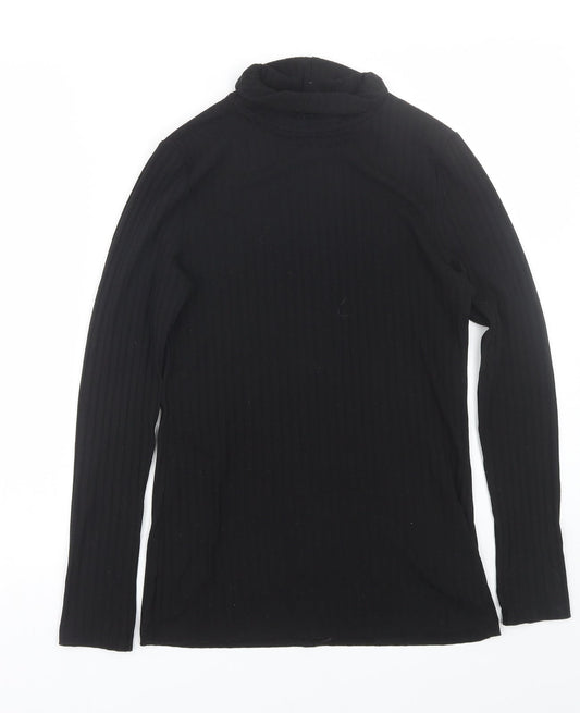 Womens UK Size 10 F&F Black Wrap T-Shirt