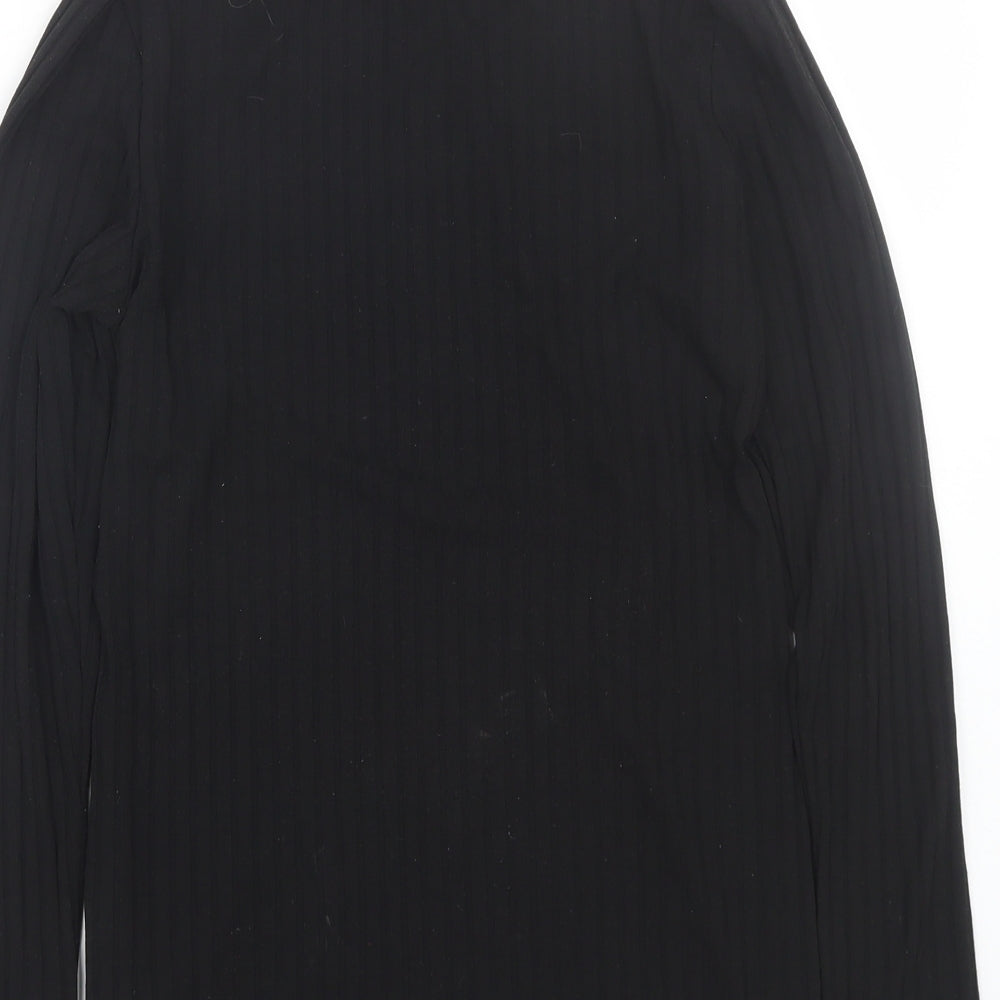 F&F Womens Black Striped Wrap T-Shirt Size 10