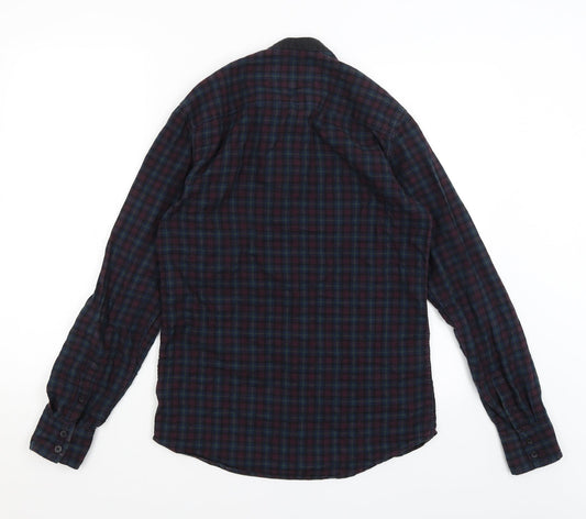 River Island Mens Blue Plaid Button-Up Size XS