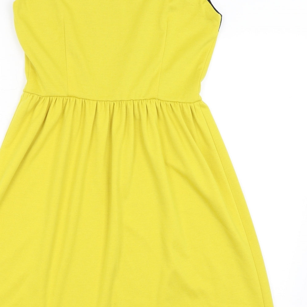 Brand and care label for Savida women’s yellow fit & flare, size UK 12