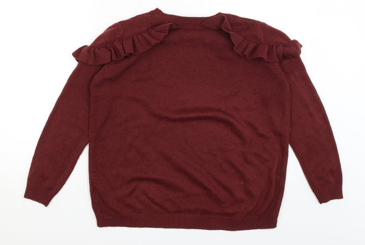 Womens UK Size M Papaya Red Pullover Jumper