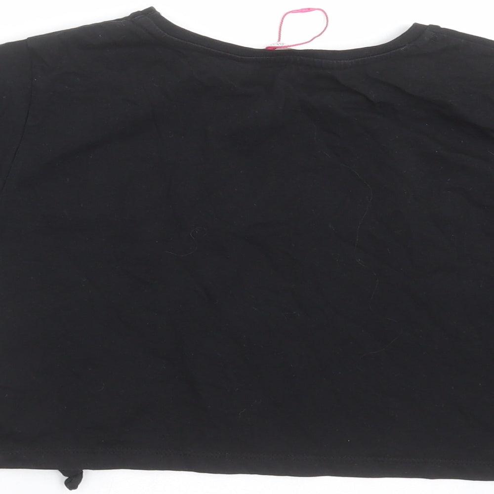 Candy Couture Girls Black Cropped T-Shirt Size 11 Years - l'amour