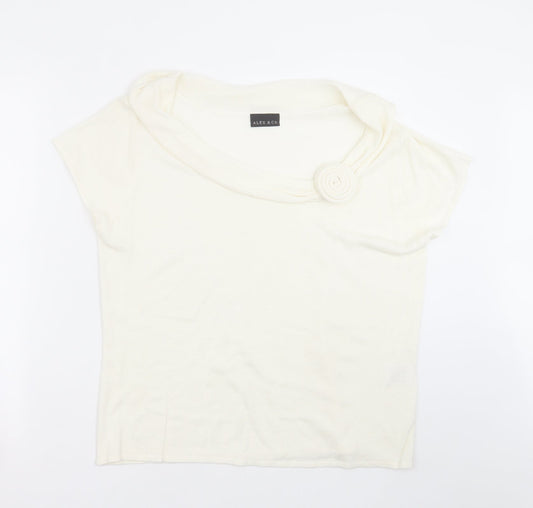 Additional front view of Alex & CO women’s ivory knit jumper, size UK 20