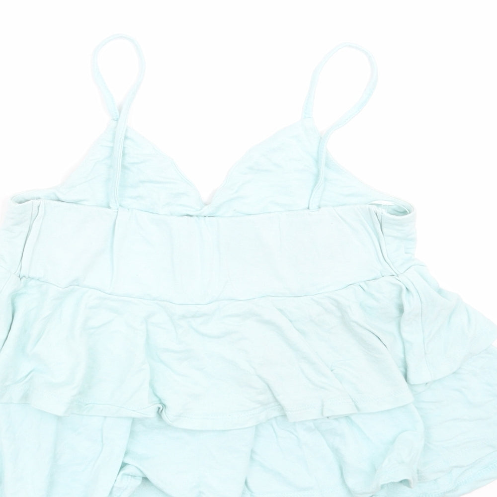 Brand and care label for Primark women’s green camisole t-shirt, size UK 10, - cropped