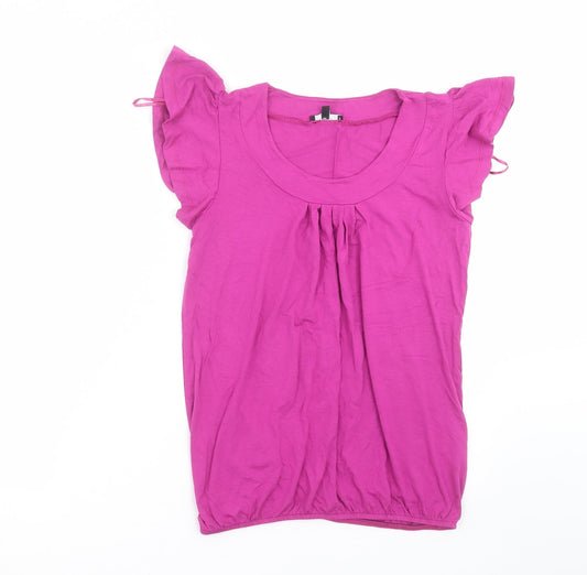 Womens UK Size 8 Papaya Purple Basic T-Shirt