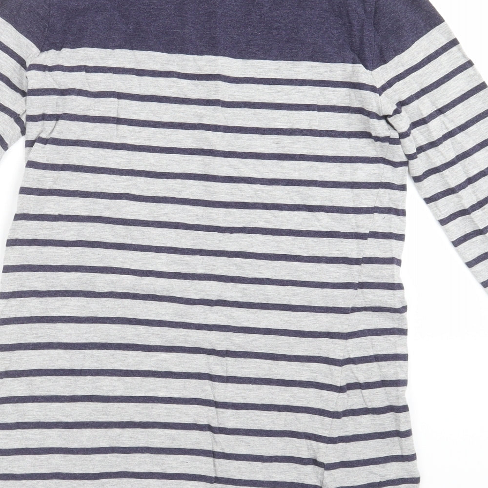 Papaya Womens Grey Striped Basic T-Shirt Size 8