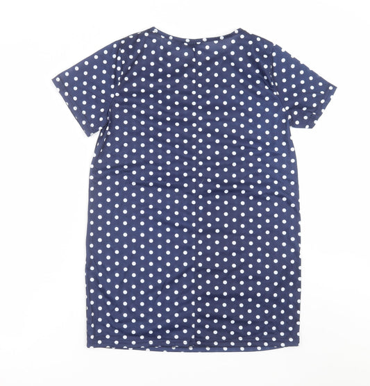Preworn Womens Blue Polka Dot T-Shirt Dress Size S