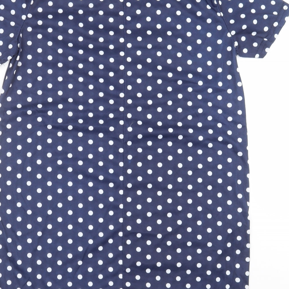 Preworn Womens Blue Polka Dot T-Shirt Dress Size S