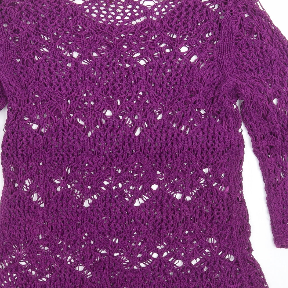 Coldwater Creek Womens Purple Geometric Knit Pullover Jumper Size 8